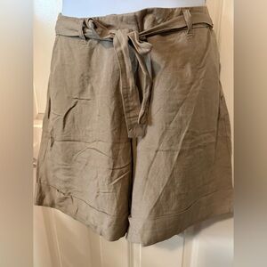 Lane Bryant Khaki Tie-Waist Linen Shorts